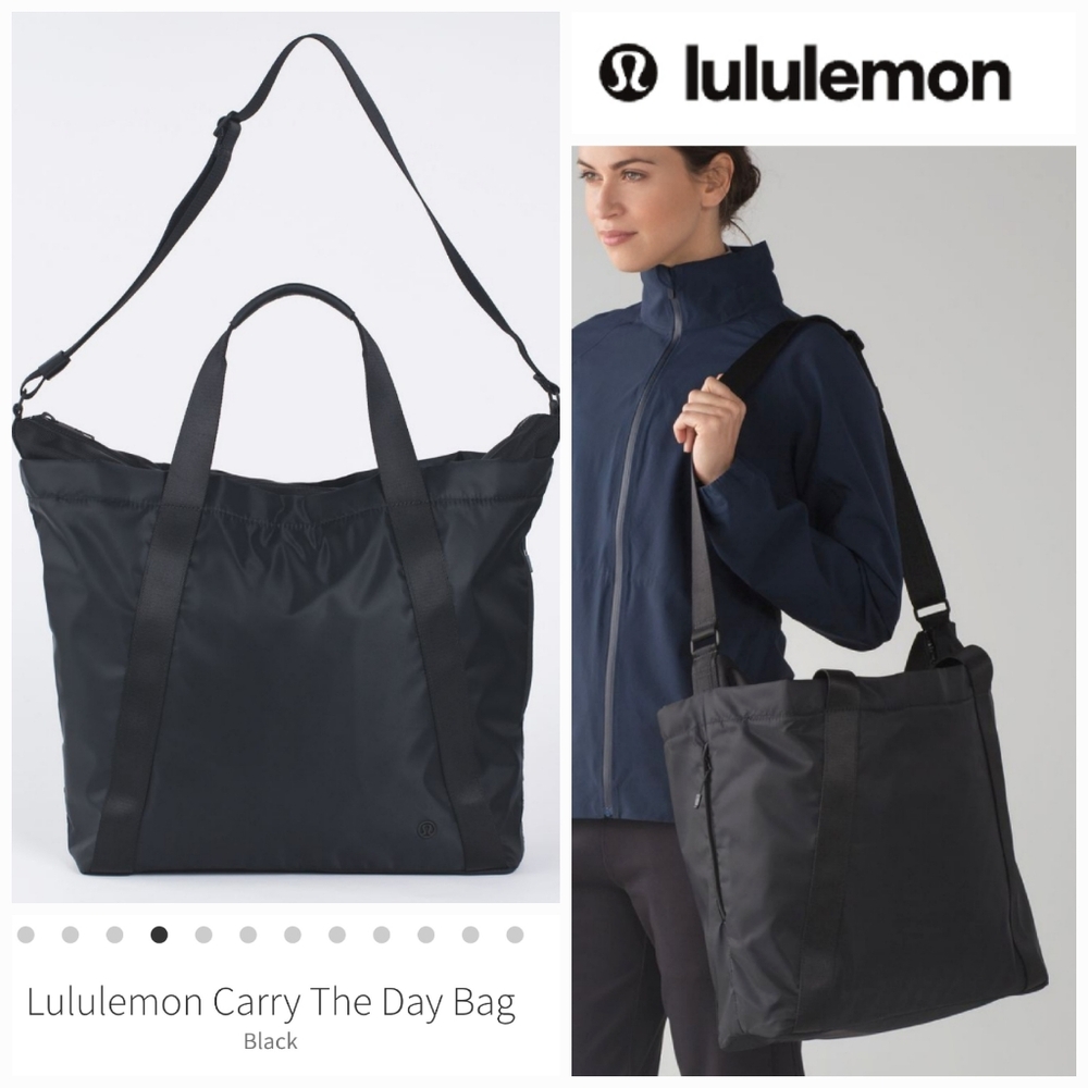 Lululemon Carry The Day Black Tote Bag Travel Gym Purse Yoga Commute Laptop Work